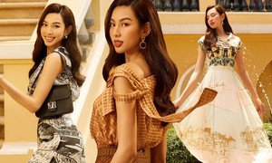 Hoa hậu Thuỳ Tiên mặc 'kín bưng' mà vẫn quyến rũ