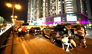 5 ô tô tông liên hoàn tại đường vành đai 3 trên cao