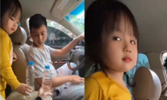 Vẻ mặt đắc thắng của bé gái khi cạnh tranh với mẹ
