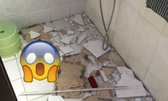 Đang tắm bỗng bị ‘tấn công’ bởi vật trên trời rơi xuống, nhìn hiện trường mà sợ