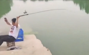 'Cao thủ' chưa kịp quăng cần đã câu được cá