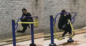 Tập thể dục quá hăng hái, cô gái gặp sự cố khó đỡ