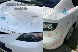 Xế hộp bị vẽ nguệch ngoạc kín xe và lý do đằng sau khiến dân mạng ‘tan chảy’