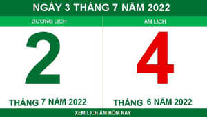 Lịch âm hôm nay thứ Bảy ngày 2/7