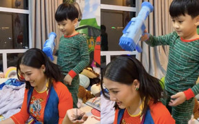 Con trai Ngọc Lan cực tình cảm, chăm sóc mẹ mỗi khi đi làm về