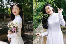 Con gái Quyền Linh 'đốn tim' cộng đồng mạng khi diện áo dài trắng 