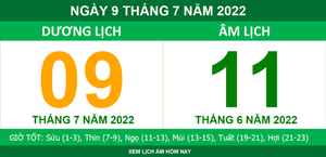 Lịch âm hôm nay thứ Bảy ngày 9/7