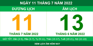 Lịch âm hôm nay thứ Hai ngày 11/7