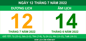 Lịch âm hôm nay thứ Ba ngày 12/7