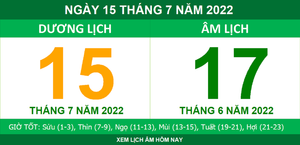 Lịch âm hôm nay thứ Sáu ngày 15/7