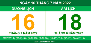 Lịch âm hôm nay thứ Bảy ngày 16/7