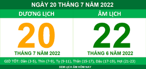 Lịch âm hôm nay thứ Tư ngày 20/7