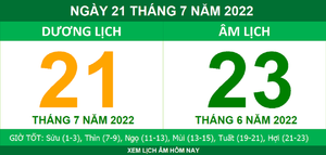  Lịch âm hôm nay thứ Năm ngày 21/7