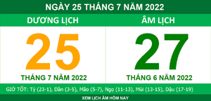 Lịch âm hôm nay thứ Hai ngày 25/7