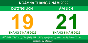 Lịch âm hôm nay thứ Ba ngày 19/7