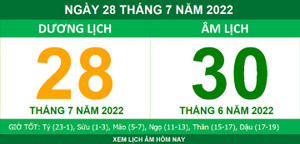 Lịch âm hôm nay thứ Năm ngày 28/7