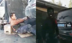 Bị xả khói, anh thợ sửa xe mặt đen như đáy chảo