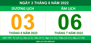 Lịch âm hôm nay thứ Tư ngày 3/8