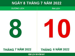 Lịch âm hôm nay thứ Sáu ngày 8/7