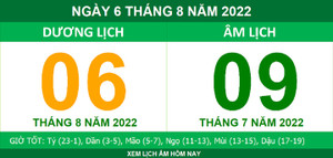 Lịch âm hôm nay thứ Bảy ngày 6/8