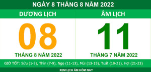 Lịch âm hôm nay thứ Hai ngày 8/8