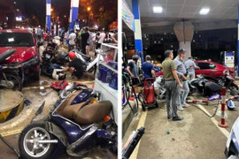 Tài xế ôtô lao vào cây xăng ở Hà Nội có nồng độ cồn rất cao