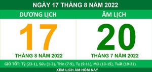 Lịch âm hôm nay thứ Tư ngày 17/8