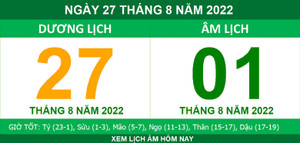 Xem lịch âm hôm nay thứ Bảy ngày 27/8