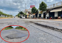 Ảnh: 'Vá chằng, vá đụp' trên tuyến đường hơn 680 tỷ đồng ở Đắk Lắk