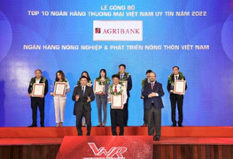 Agribank lọt Top 10 Ngân hàng thương mại Việt Nam uy tín 2022