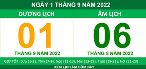 Xem lịch âm hôm nay thứ Năm ngày 1/9