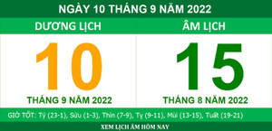 Xem lịch âm hôm nay thứ Bảy ngày 10/9