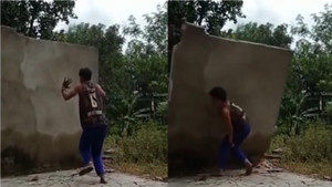 'Gậy ông đập lưng ông' khi luyện võ làm sập tường