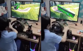 'Rớt tim' xem cô gái tập lái xe mô hình