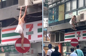 Cô gái đu mình từ tầng 3 để thoát khỏi cuộc đột kích của cảnh sát chống mại dâm