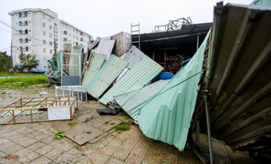 Ảnh: Cây bật gốc la liệt, tôn bay khắp phố Đà Nẵng sau khi bão Noru quét qua