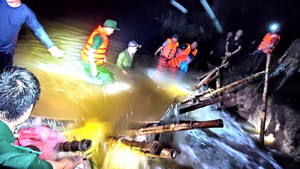 Vỡ đê Hội Tĩnh ở Nghệ An, hàng trăm người dân đội mưa khắc phục suốt đêm