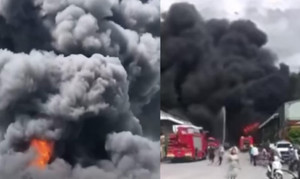 Đang cháy lớn tổng kho hàng hóa ở Hải Phòng, khói đen cuồn cuộn bốc cao