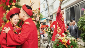 Lễ rước dâu của MC Liêu Hà Trinh: Chú rể ngồi xích lô làm náo loạn cả khu phố