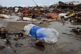 Ảnh: Kinh hãi hàng tấn rác thải nhựa trôi dạt vào bờ biển sau bão