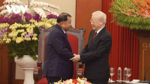 Tổng Bí thư Nguyễn Phú Trọng tiếp Chủ tịch Thượng viện Campuchia Say Chhum