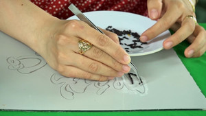 Người phụ nữ vẽ tranh bằng hạt gạo ở Kiên Giang