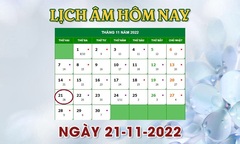 Lịch âm 21/11 - Tra cứu lịch âm hôm nay thứ 2 ngày 21/11/2022