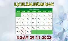 Lịch âm 29/11 - tra cứu lịch âm hôm nay thứ 3 ngày 29/11/2022