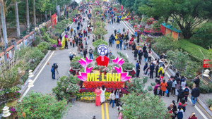Du khách đổ về Lễ hội hoa Mê Linh 2022