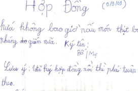 Dở khóc dở cười nhìn ‘hợp đồng’ con trai buộc bố ký sau khi ăn món bố nấu