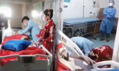 Bố bị hôn mê, chú rể dẫn vợ đến quỳ lạy hành lễ ngay tại bệnh viện gây xúc động