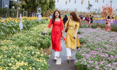 Hà Nội: Rực rỡ với 'bộ sưu tập' áo dài trong ngày đầu năm