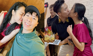 Vợ chồng Ngọc Mai - Quốc Nghiệp rạng rỡ hôn nhau khi hội ngộ