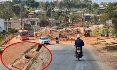 Mương thoát nước tại dự án nâng cấp quốc lộ 3.600 tỷ đồng chưa xong đã hỏng